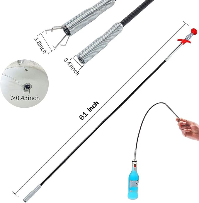 Drain Snake 61 Inch Flexible Claw Grabber Tool - Image 2