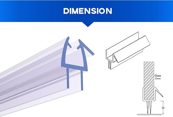 B1 Shower Door Bottom Seal Sweep Stop Shower Leaking, Total Length 47″ - Image 2