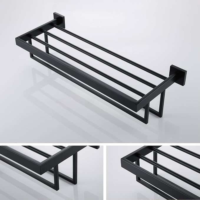 KOKOSIRI Black Towel Rack 20'' Bathroom Towel Shelf - Image 7