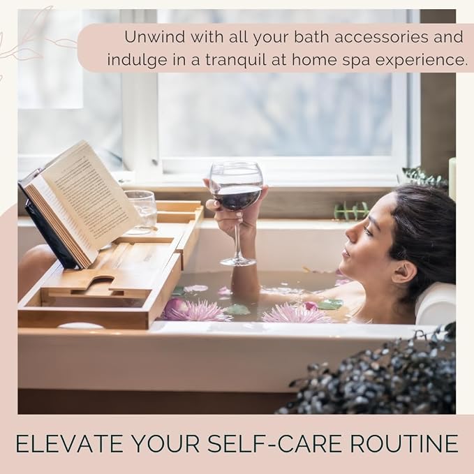 Bamboo Bathtub Tray Caddy Expandable - Image 6