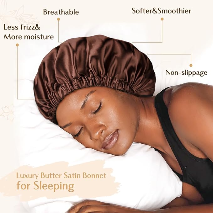 YANIBEST Adjustable Satin Bonnet Double Layer Hair Bonnet - Image 2
