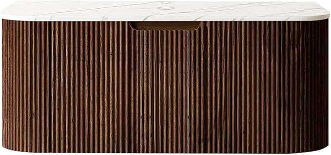 36" Floating Bathroom Vanity Without Sink, Marble Top, Solid Wood Surface and - Image 2