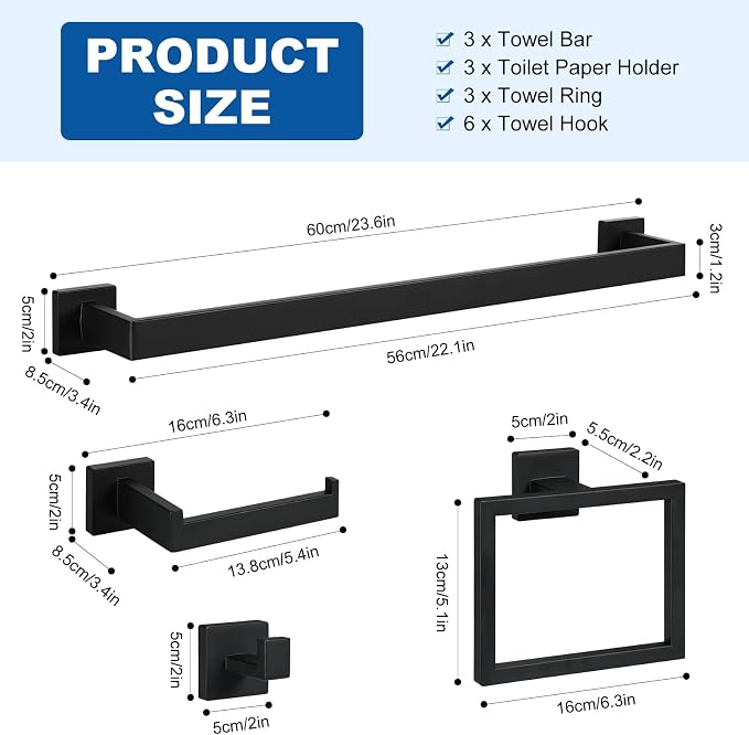 Cilee 15-Pieces Bathroom Hardware Set - Image 2