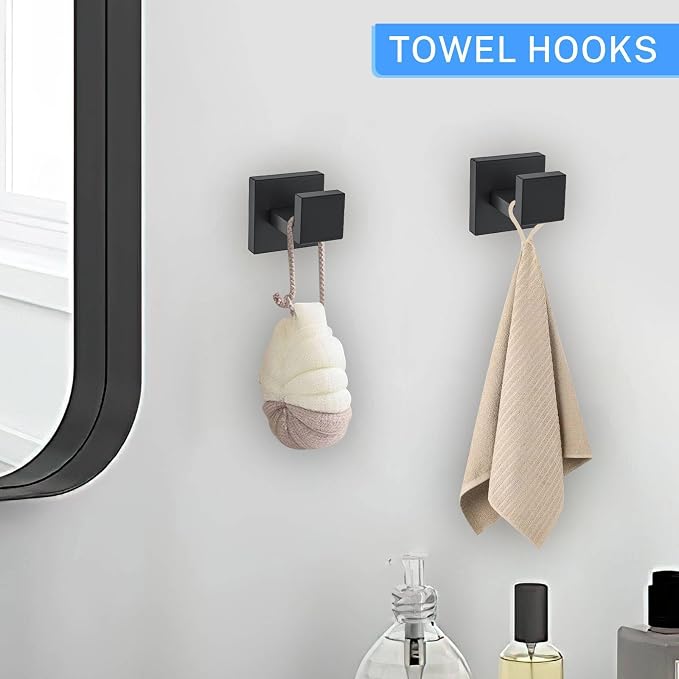 10-Piece Matte Black Bathroom Hardware Accessories Set Black Towel Bar Set - Image 5