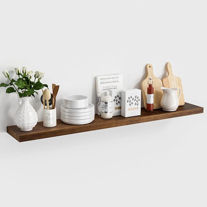 Vivelove Solid Wood Rustic Floating Shelves 36 Inch Long, 8 inch Deep Floating by VIVELOVE