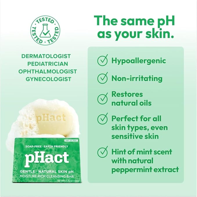 ANDREW LESSMAN pHact Moisture-Rich, Soap-Free Cleansing Bar Hint of Mint. - Image 4