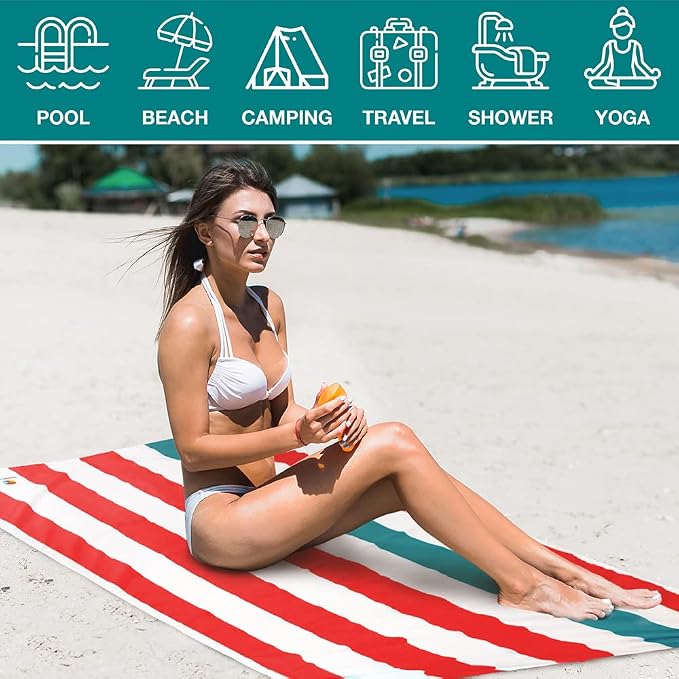 SUN CUBE Microfiber Beach Towel, Quick Dry Sand Free Beach Towel, Lightweight - Image 6