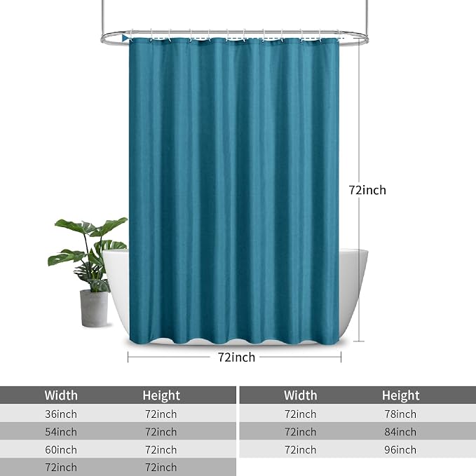 2-in-1 Waterproof Fabric Shower Curtain or Liner, Linen Textured, Breathable - Image 3