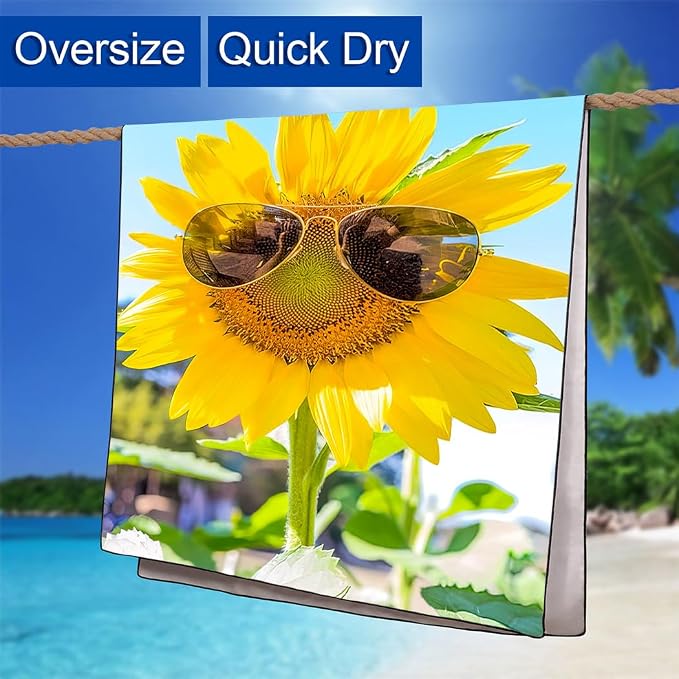 Vibrant Sunflower Beach Towel 36"x72" Quick-Dry Soft Microfiber - Image 6
