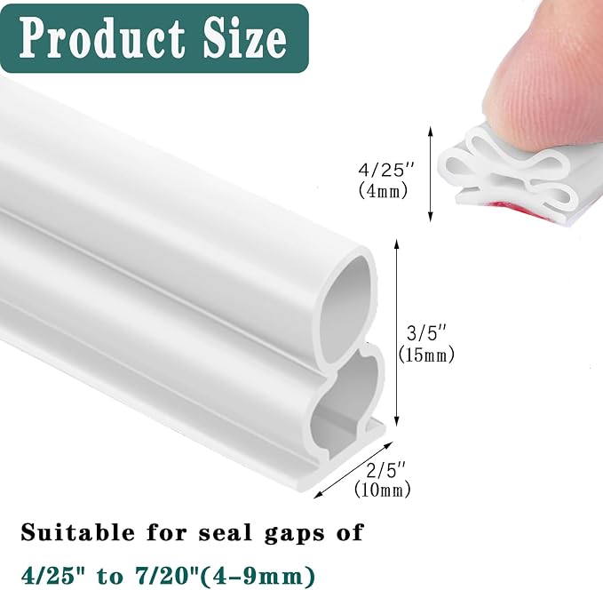 Door Seal Strip for Door Frame, Rubber Weather Stripping Door Seal, - Image 2