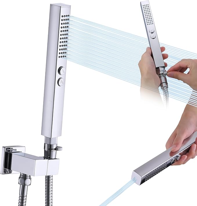 All-Metal High Pressure Square Handheld Shower Head by Unknown