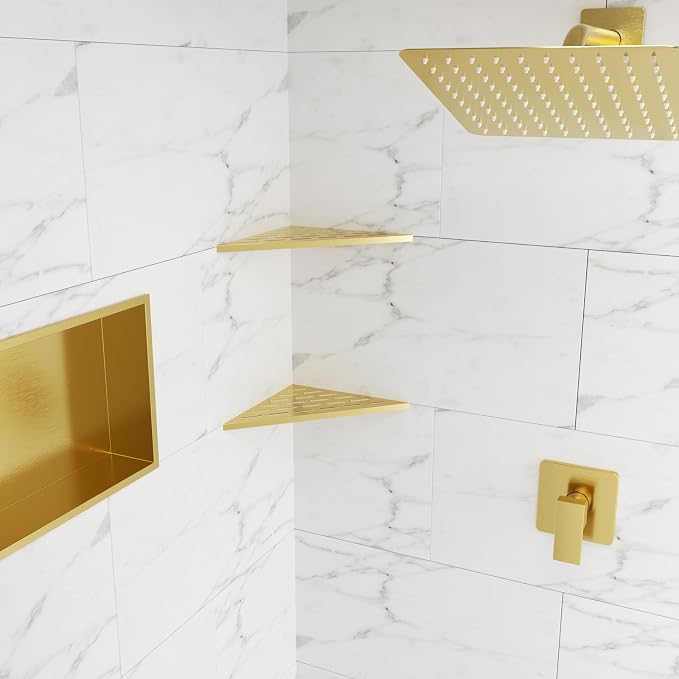 POPFLY 10 Inch Gold Corner Shower Shelf 2 Pack, 304 Stainless Steel Bathroom - Image 9