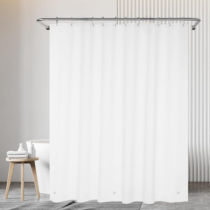White Stall Shower Curtain Liner 60 x 72 inch Plastic Shower Liner Washable by De-Mediocre