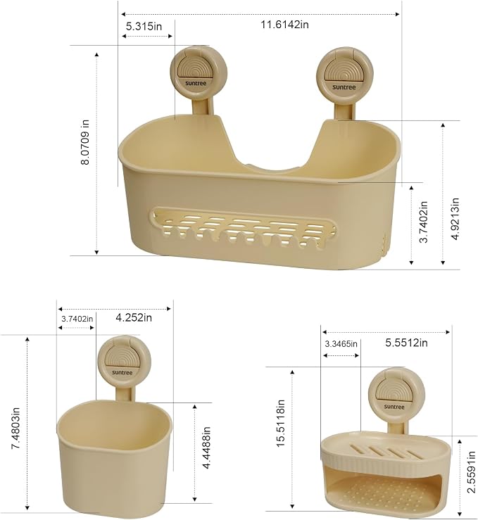 suntree Shower Caddy with Strong Suction Cups, No Drill Bathroom Shelf Organizer - Image 2