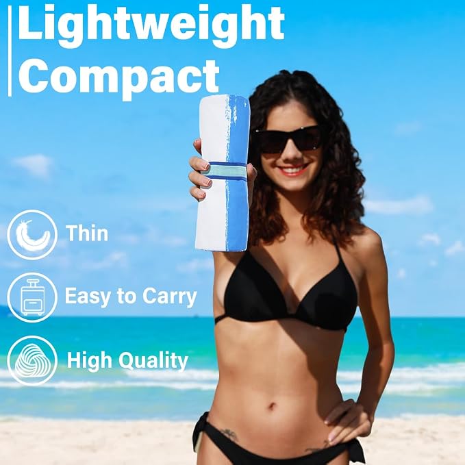 2 Pack Lightweight Thin Microfiber Beach Towel Sand Free Quick Dry Absorbent - Image 2