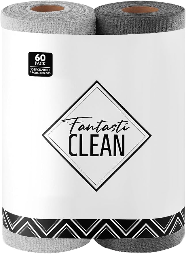 Fantasticlean Microfiber Cleaning Cloth Roll -60 Pack, Tear Away Microfiber by Fantasticlean