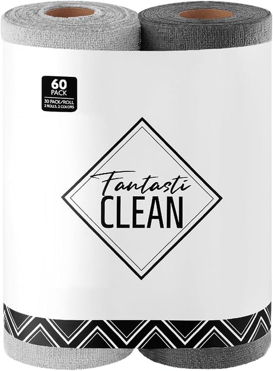 Fantasticlean Microfiber Cleaning Cloth Roll -60 Pack, Tear Away Microfiber by Fantasticlean