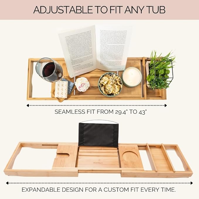 Bamboo Bathtub Tray Caddy Expandable - Image 4