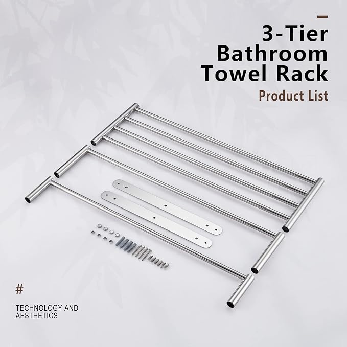 KOKOSIRI Storage Organizer Shelf Wall Mounted Double Towel bar - Image 7