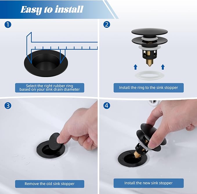 Hibbent All Metal 2 in 1 Bathroom Sink Stopper, Universal Pop Up Drain Strainer - Image 9