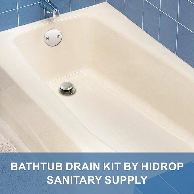 Brushed Nickel Tub Drain Tip-Toe Tub Trim Set Conversion Kit Assembly, Hidrop - Image 2