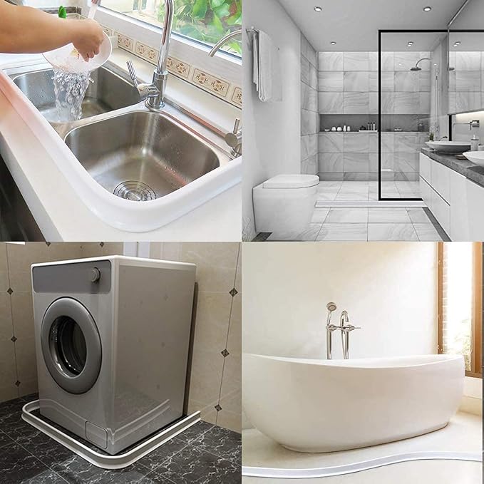 118Inch Collapsible Shower Threshold Water Dam 2" High Shower Barrier Water - Image 5