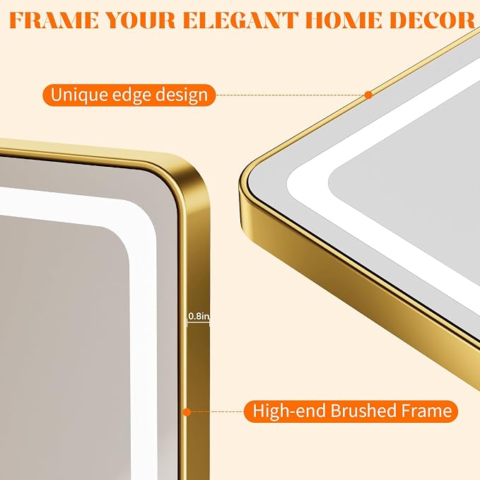 LED Bathroom Mirrors with Lights, 3 Colors Dimmable, Touch Sensor - Image 8