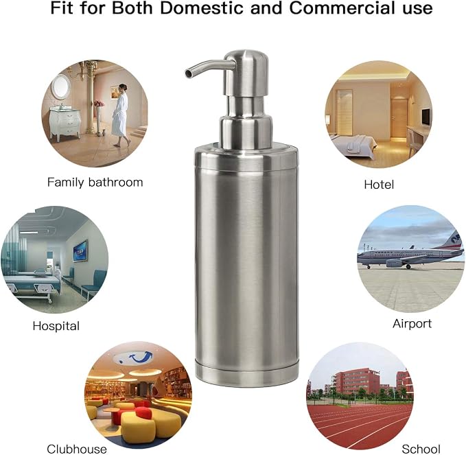 GAPPO Brushed Nickel Soap Dispenser Stainless Steel Metal Pump Hand Lotion - Image 7