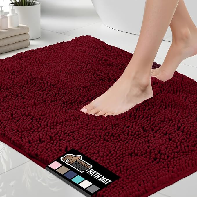 GORILLA GRIP Bath Rug Mat 60x24, Soft Absorbent Chenille, Quick Dry Microfiber by GorillaGrip