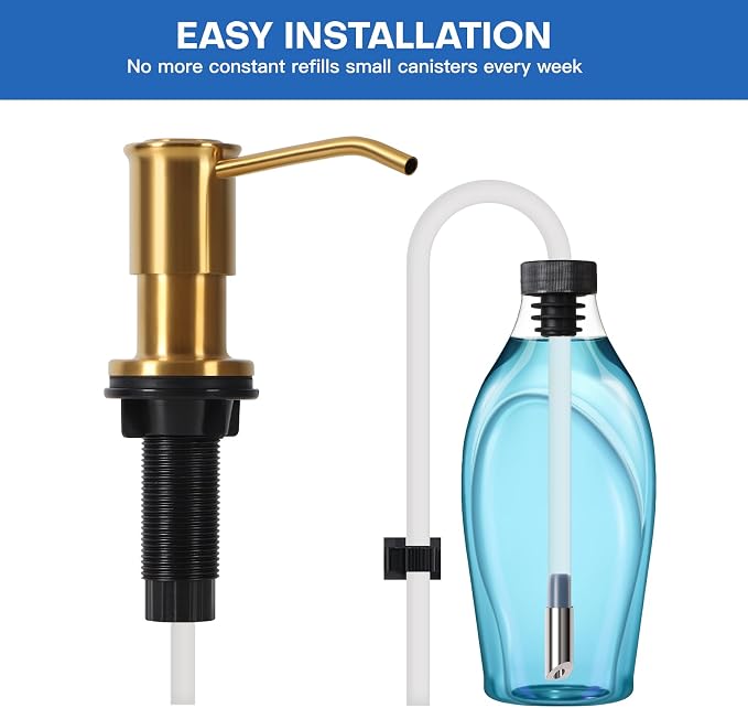 Soap Dispenser for Kitchen Sink, Brushed Gold Built in Soap Dispensers - Image 4