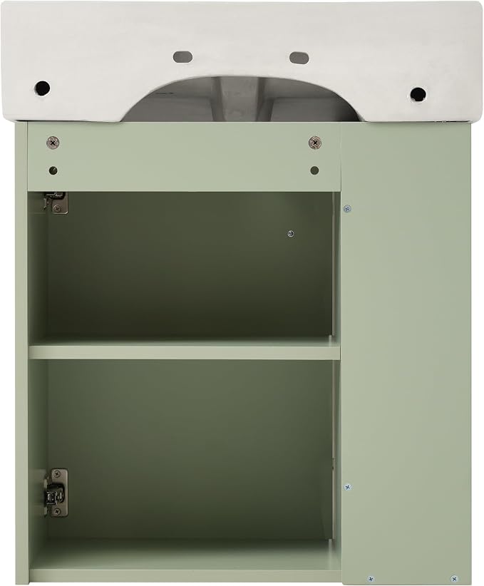 Merax 20" Green Bathroom Vanity, Wall Mounted Floating Vanity - Image 9
