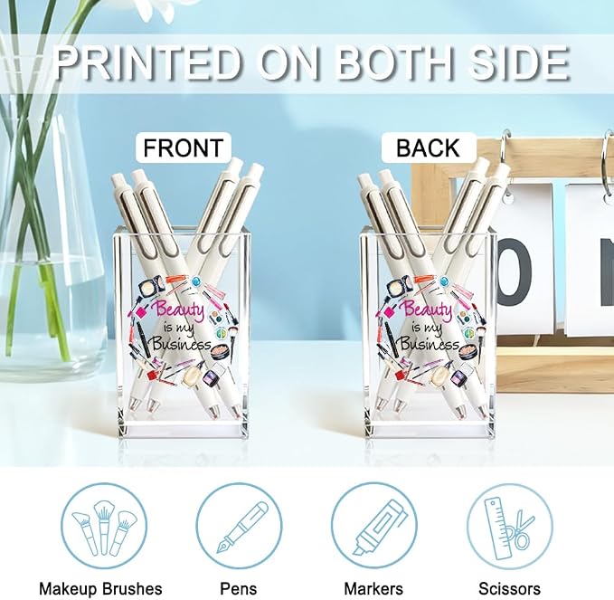 Beauty is My Business Acrylic Cosmetic Holder, Funny Makeup Brush Holder Gifts - Image 3