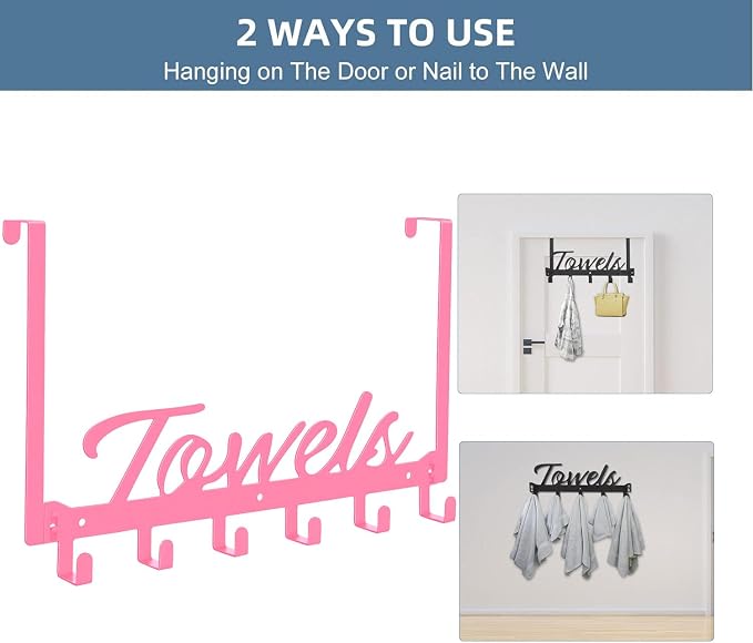 Over The Door Hooks, Towel Rack - Image 3