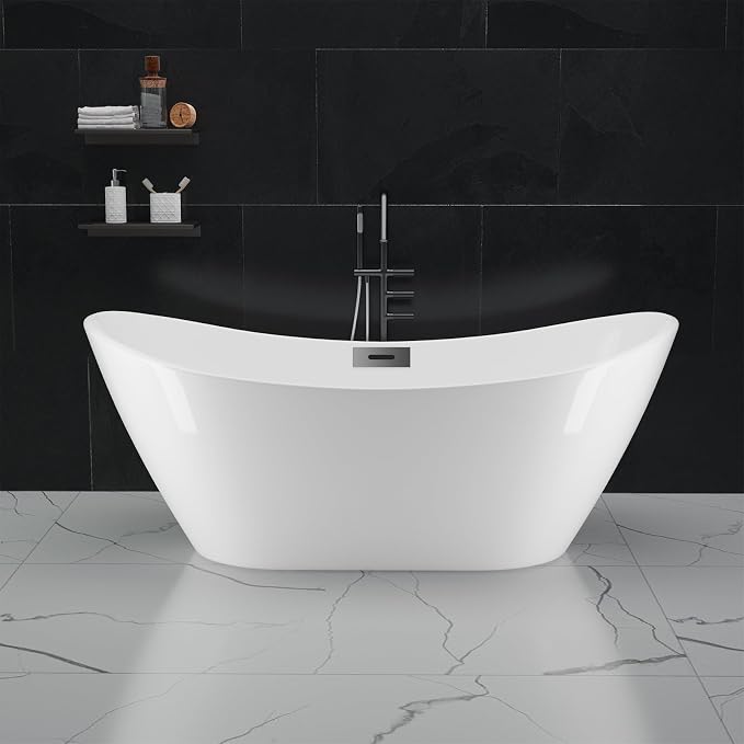 67 Inch Acrylic Freestanding Bathtub, Soaking Bathtub - Image 3
