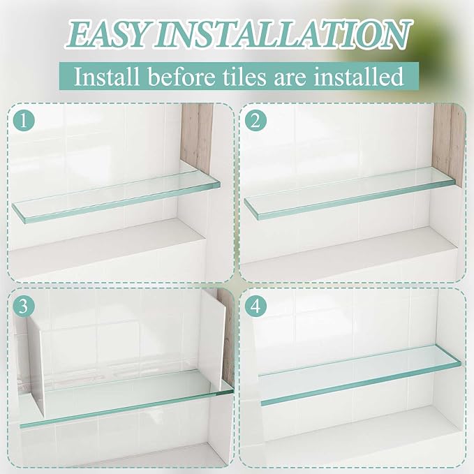 2 Pcs 13-5/8" X 4-1/4" X 3/8'' Thick Tempered Glass Shelf Clear Flat Polished - Image 5