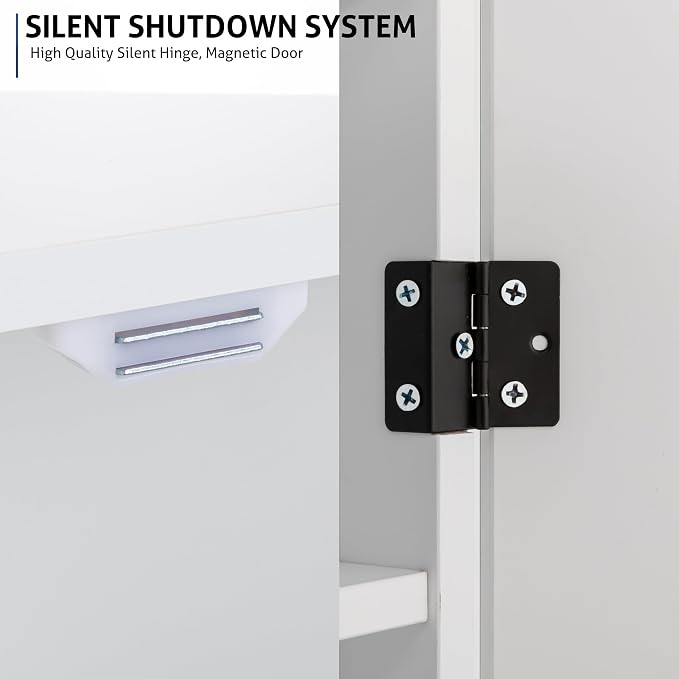 eclife 24" Bathroom Medicine Cabinet W/Mirror, Double Doors Bathroom White Wall - Image 6