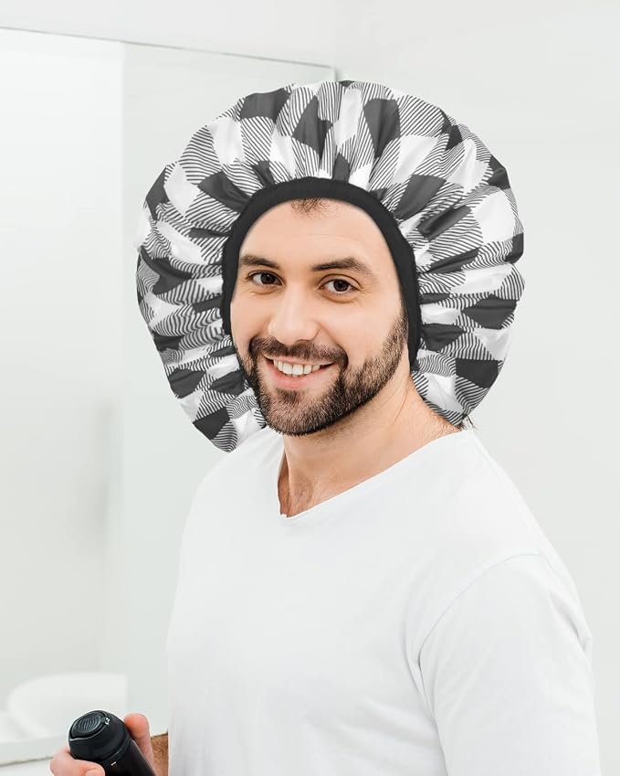 Auban Shower Cap, Shower Cap for Women Terry Cloth Lined EVA Exterior Reusable - Image 9