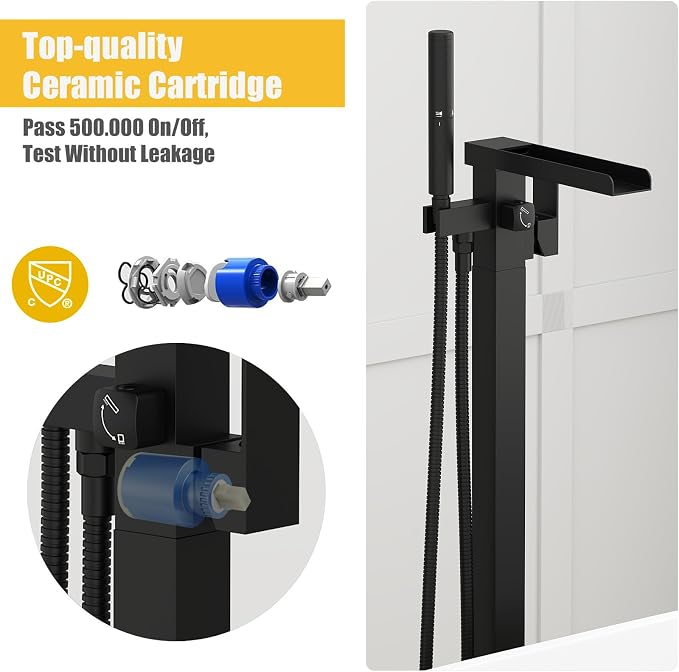 BESy Tub Filler Freestanding Bathtub Faucet Free Standing Tub Faucet Matte - Image 5