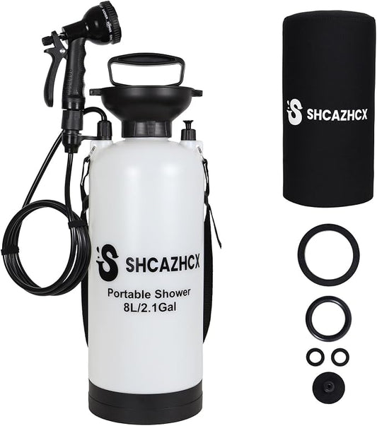 2.1 Gallon/8L Portable Outdoor Shower, 10 Spray Modes, No Power Needed by Unknown