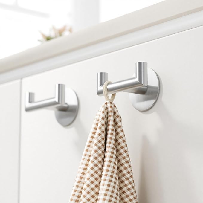2 Pack Brushed Nickel Bathroom Hooks - Image 2