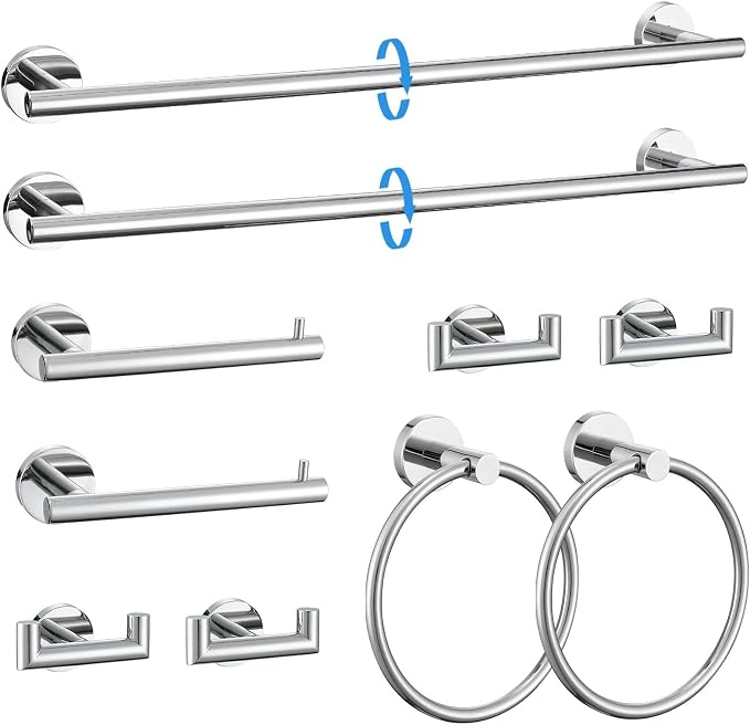 10-Piece Towel Bar Set Polished Chrome Bathroom Hardware Accessories Set by TNOMS