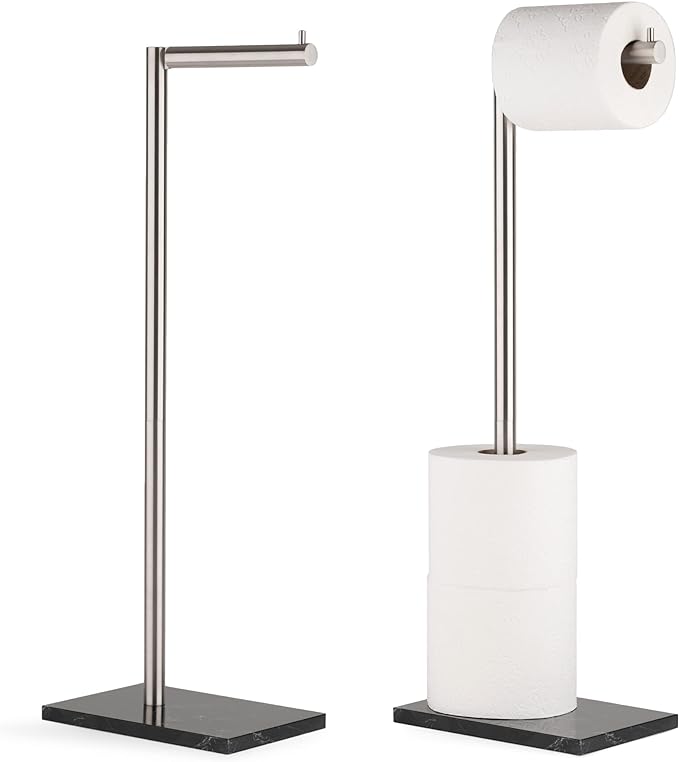 MARMOLUX ACC Free Standing Brushed Nickel Toilet Paper Holder Stand by MARMOLUXACC