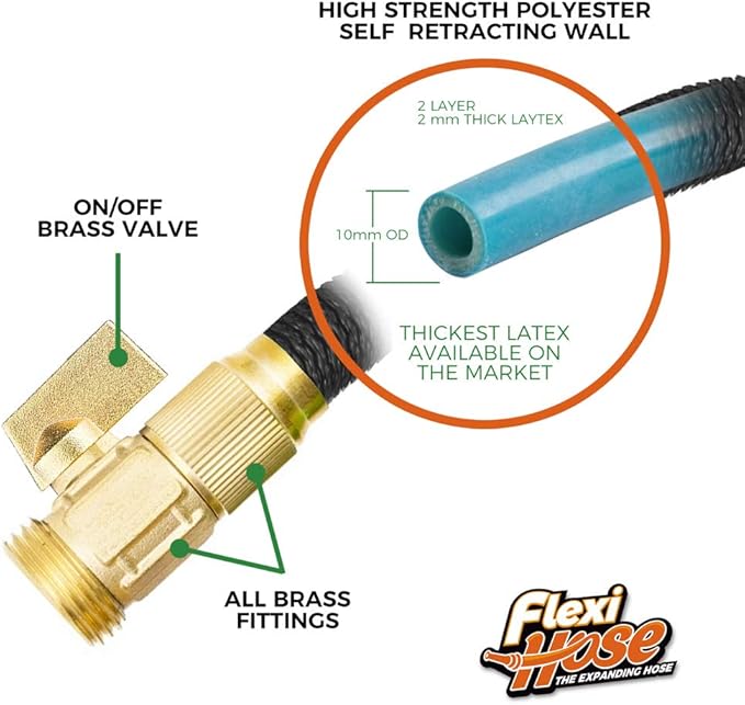 Flexi Hose PLUS with 8 Function Nozzle Expandable Garden Hose, Lightweight & - Image 4