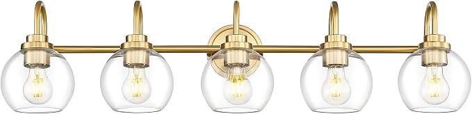 Bathroom Light Fixtures, 5-Light Brushed Gold Vanity Lights by Audickic