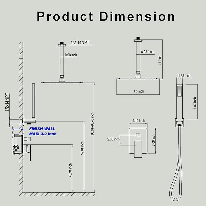 Ceiling Mount Shower Faucet Set, High-Pressure Showerheads Set - Image 6