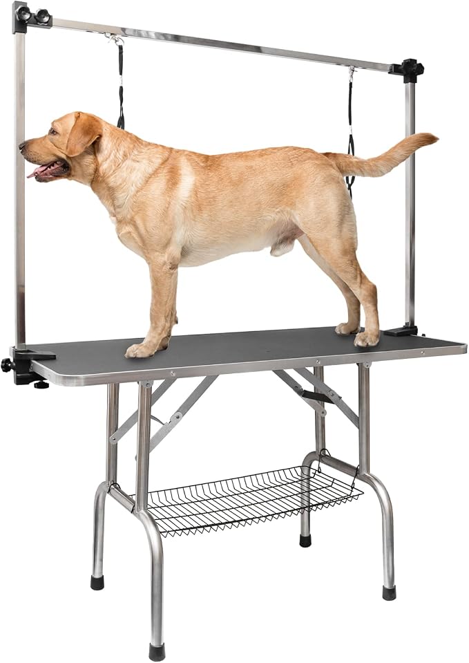 ROOMTEC 46" Dog Grooming Table, Foldable Home Pet Bathing Station by ROOMTEC
