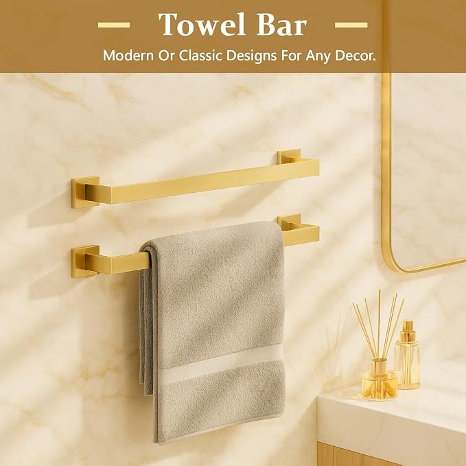 5-Piece Bathroom Hardware Set， Brushed Gold Bathroom Accessories 304 Stainless - Image 2