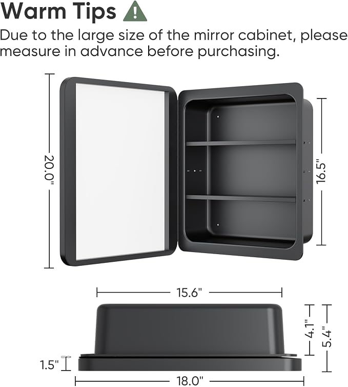 Rresyet 18 x 20 Bathroom Mirror Cabinet - Image 3