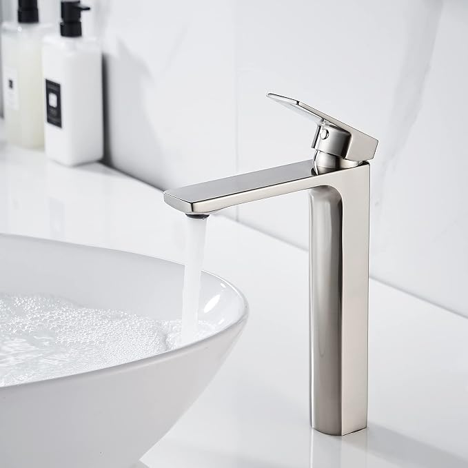 VOTON Vessel Sink Facuet Brushed Nickel Single Handle Tall Bathroom Sink Faucet - Image 2