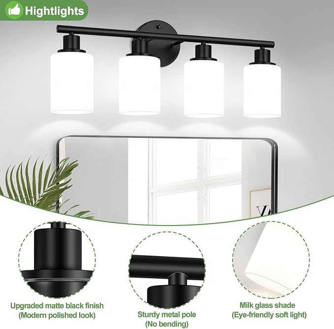 4-Light Bathroom Light Fixtures, Bathroom Wall Lamp - Image 4